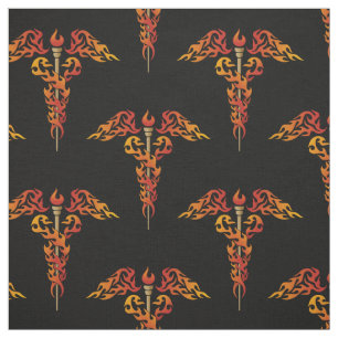 Tissu Flames Caduceus