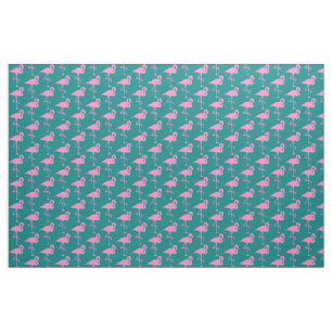 Tissu Flamingo rose sur Turquoise