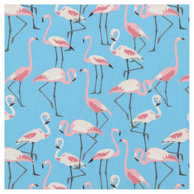 Tissu Flamingo sur le bleu d'été (Fermer)