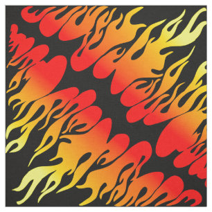 Tissu Flamme brûlée rouge jaune noir motif