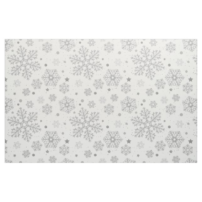 Tissu Flammes de neige en argent sur blanc (Fat Quarter)