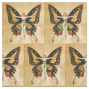 Tissu Flapper Butterfly Flying Woman Illustration