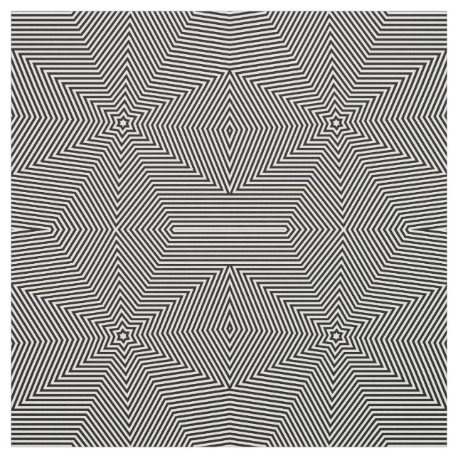 Tissu Flèches blanches noires Étoiles Impression géométr (Échantillon)
