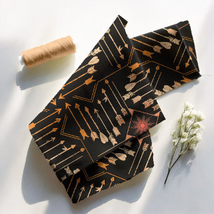 Tissu Flèches Boho et Sun V2 Orange Black ID748