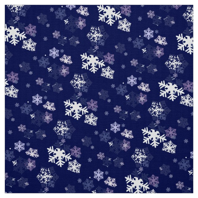 Tissu Flèches de neige bleues et blanches sur fond bleu  (Échantillon)