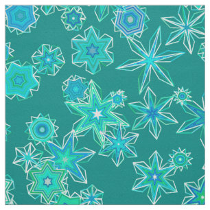 Tissu Flèches de neige géométriques modernes, Turquoise