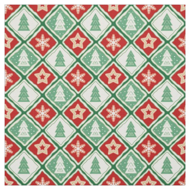 Tissu Flèches de Noël et arbres de Noël (Échantillon)