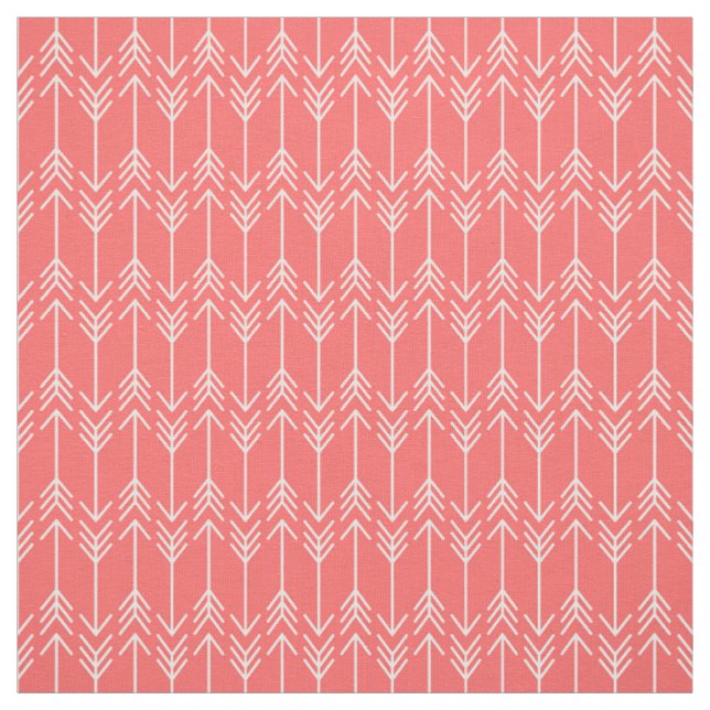 Tissu Flèches en arête de poisson en corail (Échantillon)