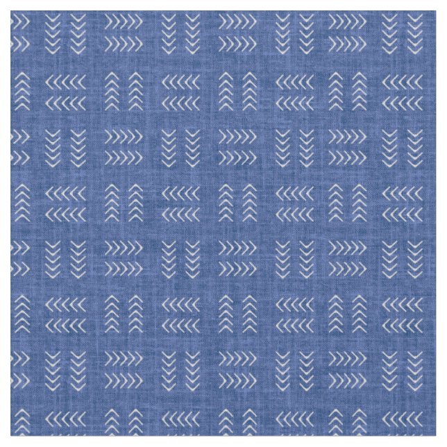 Tissu Flèches sur lin bleu moyen (Fermer)
