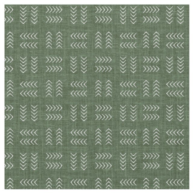 Tissu Flèches sur lin vert forêt (Fermer)
