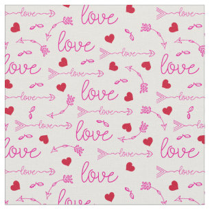 Tissu Flèches tribales et Coeurs d'amour rouge Boho Vale
