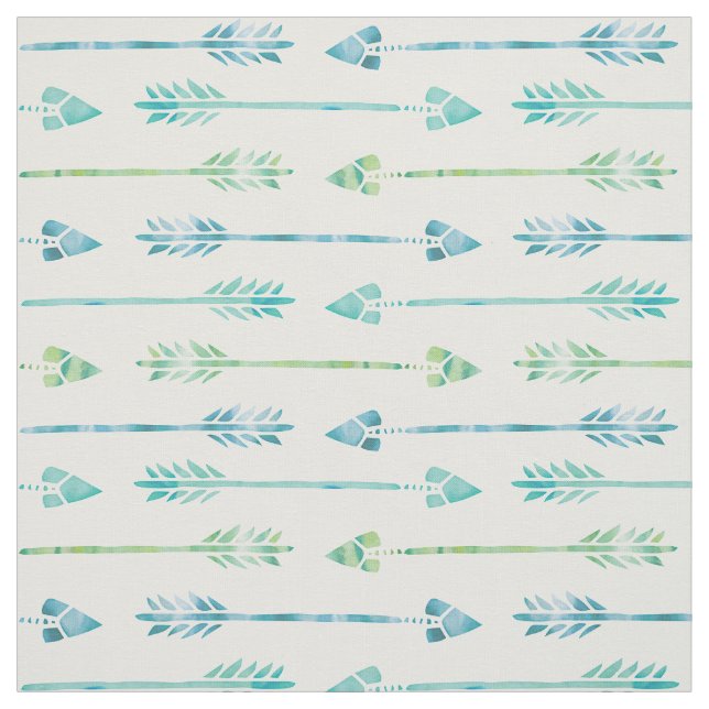Tissu Flèches vertes et bleues d'aquarelle (Échantillon)