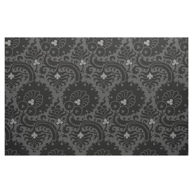 Tissu Fleur - 15e siècle - Noir et Gris (Fat Quarter)