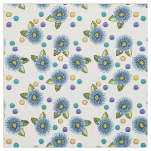 Tissu Fleur bleu pâle