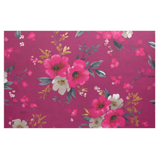 Tissu Fleur botanique rose rustique Bohème florale vinta (Yard)