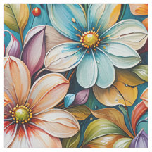 Tissu Fleur Brillante | Floral Botanique Coloré 