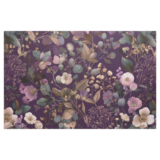Tissu Fleur de botanique pourpre rustique gras florale v (Yard)