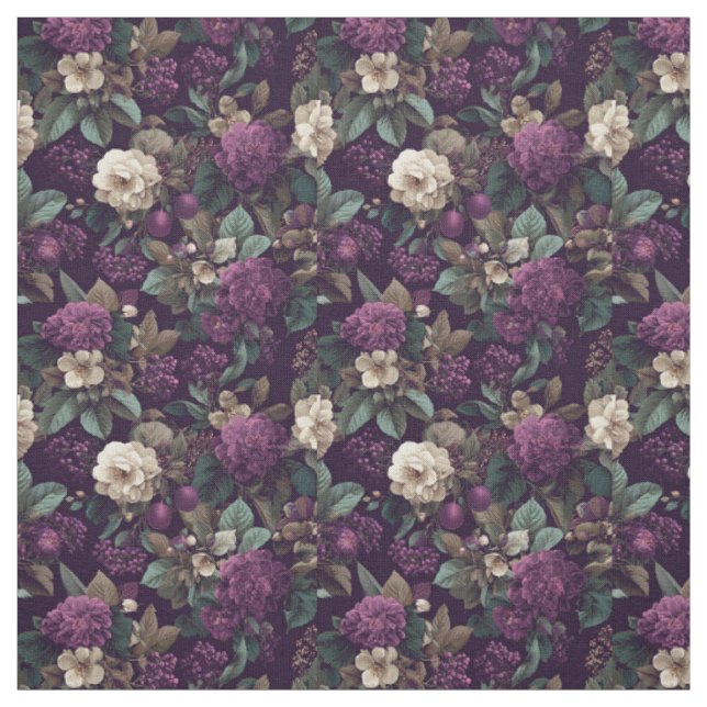 Tissu Fleur de botanique pourpre rustique gras florale v (Échantillon)