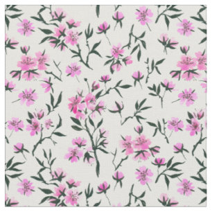 Tissu Fleur de cerisier blanc sur blanc