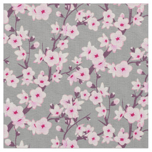 Tissu Fleur de cerisier Motif gris rose