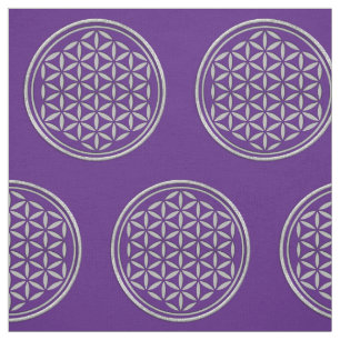 Tissu Fleur de la vie - argent de timbre + votre backg.