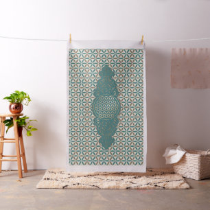 Tissu Fleur de la vie - cru X et motif BG 1 de timbre
