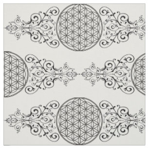 Tissu Fleur de la vie - ornements noir I