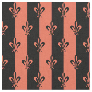 Tissu Fleur De Lic Grille en noir et rouge