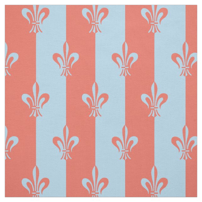 Tissu Fleur de Lis Bleu clair et Terre Cotta (Échantillon)