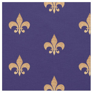 Tissu Fleur De Lis Blue Gold . motif vintage royal