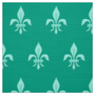 Tissu Fleur de Lis en Aqua léger sur la turquoise