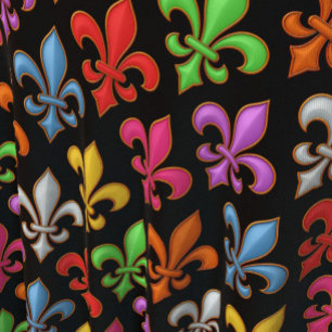 Tissu Fleur-de-lis Fleurs Noires Audacieuses Colorées