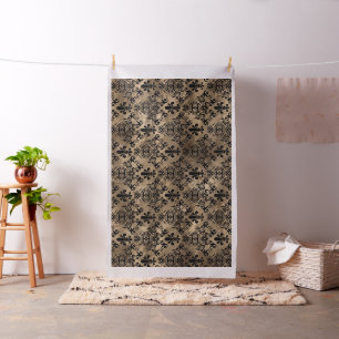 Tissu Fleur de lis motif noir sur or