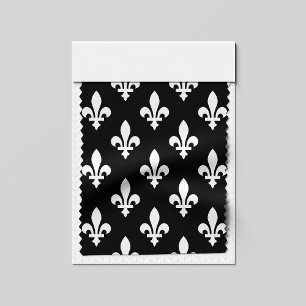 Tissu Fleur de Lis Motif, Royal French, Blanc sur Noir