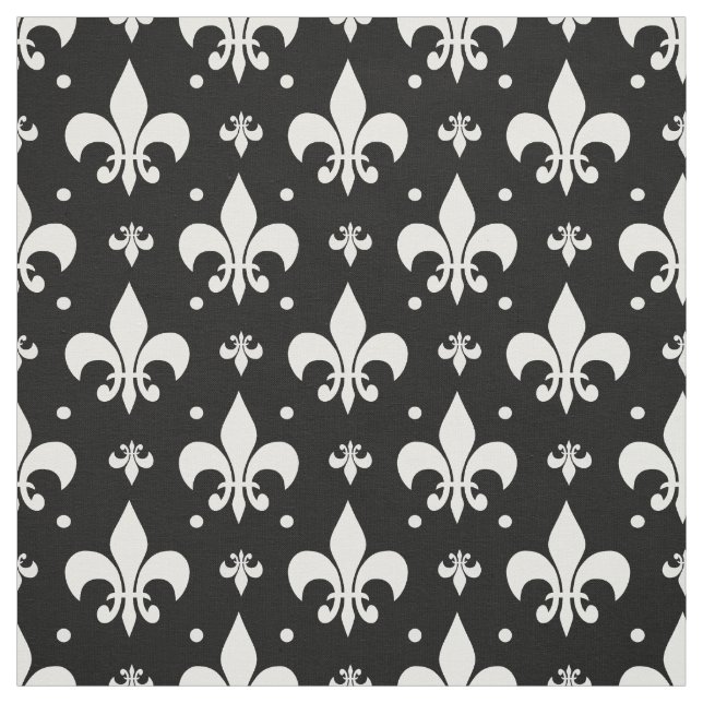 Tissu Fleur de lis noir design Motif (Échantillon)