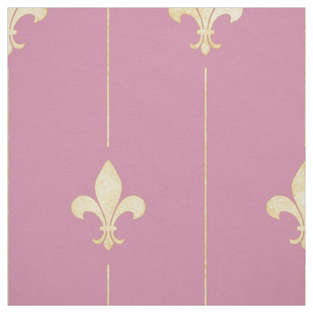Tissu Fleur-de-Lis or rose (grande échelle) (Échantillon)