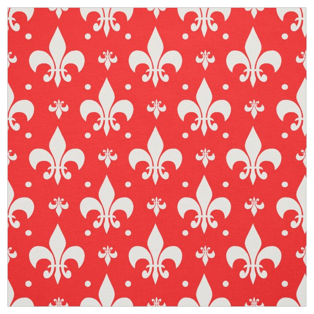 Tissu Fleur de lis rouge Motif (Échantillon)