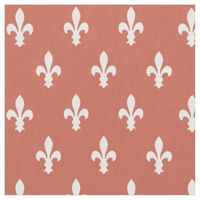 Tissu Fleur de Lys victorienne en corail foncé (Fermer)