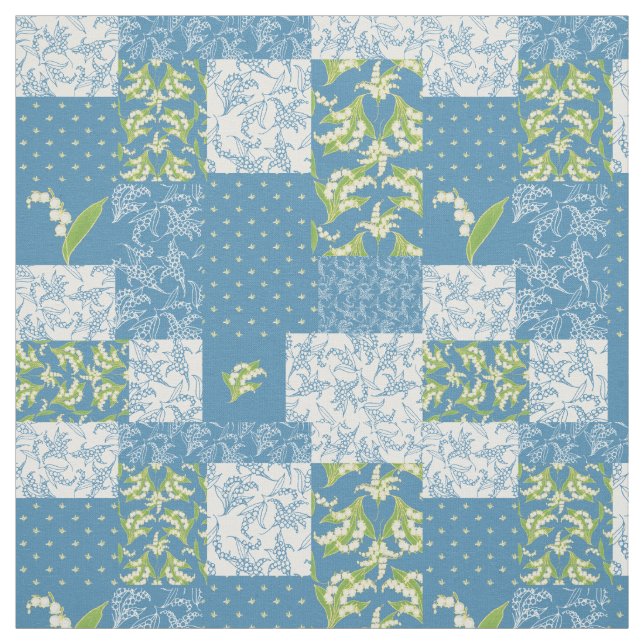 Tissu Fleur de mai Patchwork Faux Floral Bleu (Échantillon)
