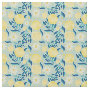 Tissu Fleur de menthe citron