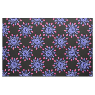 Tissu Fleur de néon bleu et rouge