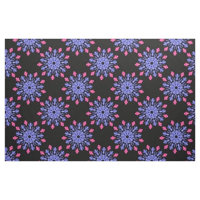 Tissu Fleur de néon bleu et rouge (Fat Quarter)