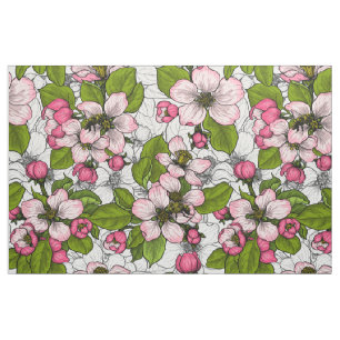 Tissu Fleur de pomme sur blanc
