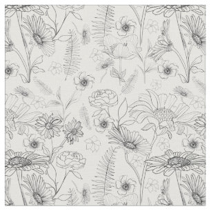 Tissu Fleur de rose de marguerite noire à motifs florau