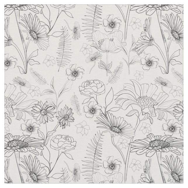 Tissu Fleur de rose de marguerite noire à motifs floraux (Fermer)