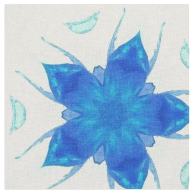 Tissu Fleur de saphir bleu azur design géométrique (Fermer)