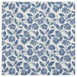 Tissu Fleur de style rétro vintage bleu rustique botaniq
