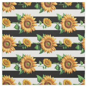 Tissu Fleur De Tournesol Avec Blancs Noirs Textiles