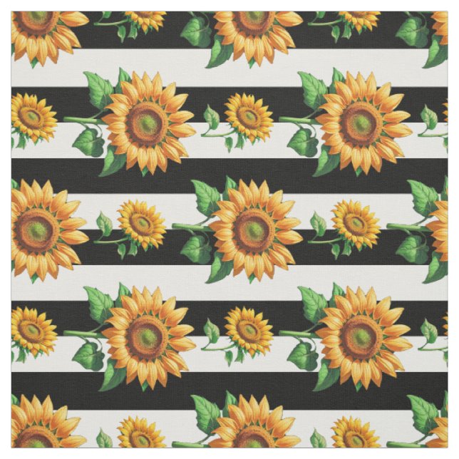 Tissu Fleur De Tournesol Avec Blancs Noirs Textiles (Échantillon)