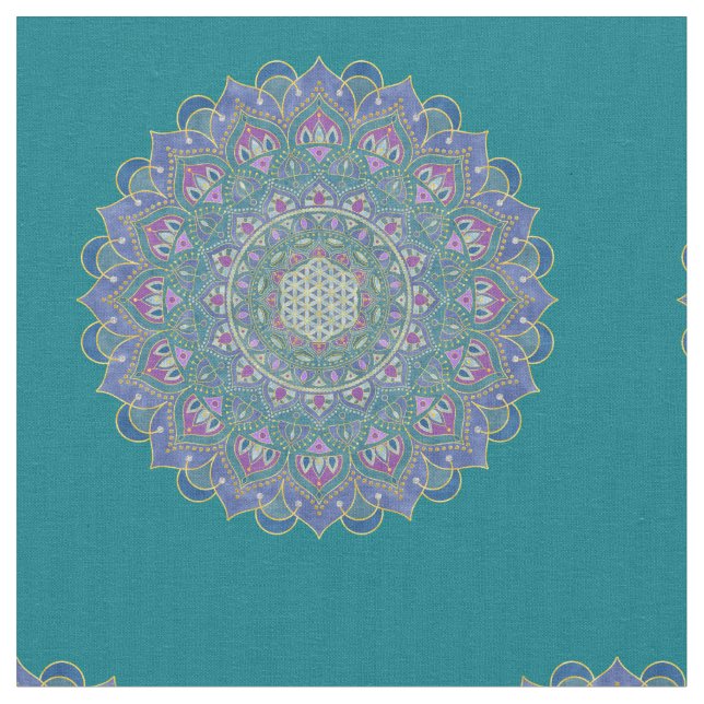 Tissu Fleur De Vie - Mandala India Style 1 (Fermer)